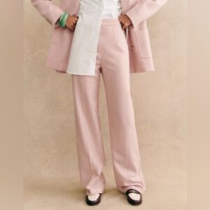 Sezane Martin Wool Blend Trousers in Rose EUC